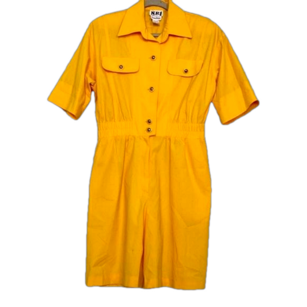 𝅺NR 1 for Neiman Marcus  VTG yellow romper Sz 10 Made in USA.